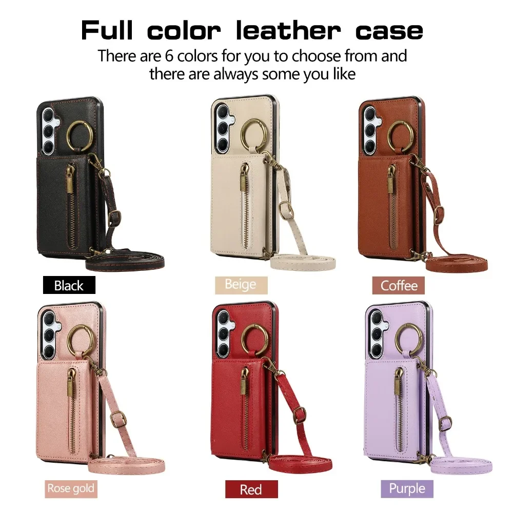 Crossbody Kartenhalter Brieftasche Hülle für Samsung S24 S25 S26 Ultra S23 FE S22 S21 Plus A57 A37 A56 A36 A16 A55 A35 Leder-Cover – Detail 1