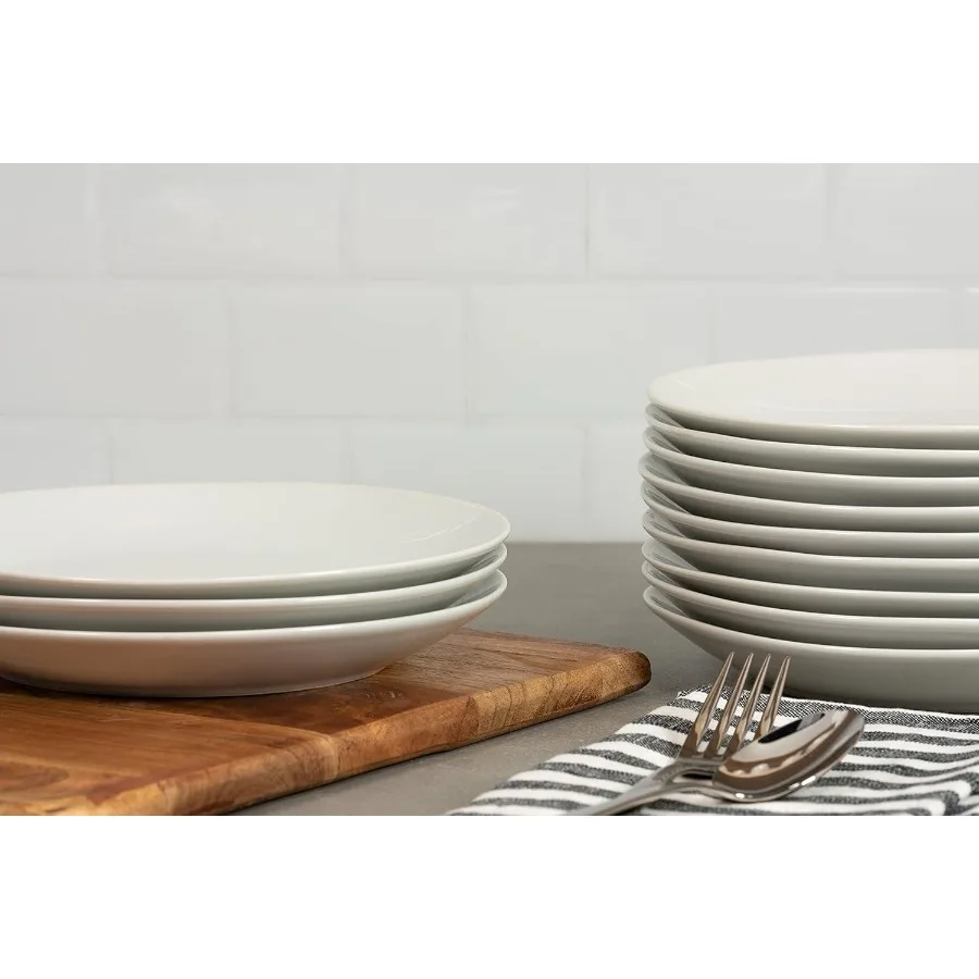 7.5 مجموعة أطباق سلطة وحلوى كوبيه بيضاء مكونة من 12 قطعة لتقديم الأحداث واستخدام المطاعم وتناول الطعام في الحفلات وقابلة للتكديس