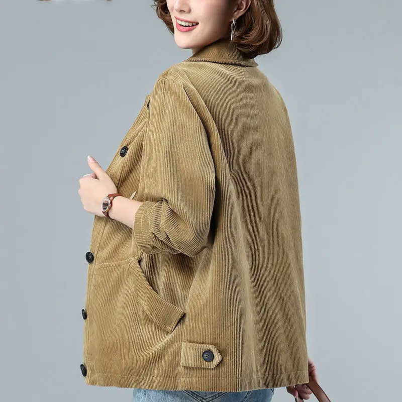 Fashion Lapel Spliced Button Pockets Casual Coats Women's Clothing 2023 Autumn Winter Loose All-match Tops Commuter Jackets