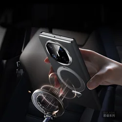 Smart Dormancy Luxury Genuine Leather Phone Case For HUAWEI Mate X6 X5 X3 Magnetic Ring Bracket Slim Cover With View Windows