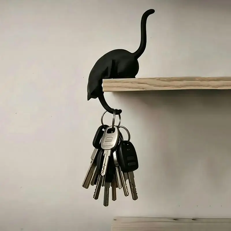 3d Printed Cat Hook Light Inverted Hanging Home Decor Ornament Cute Cat Key Hook With Lanternl For Gift & Shelf Decor