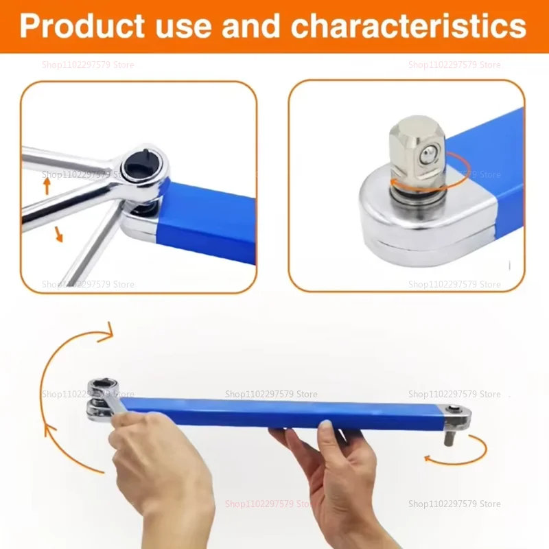 Chiave a cricchetto di estensione versatile con chiave di estensione offset zero multiuso da 1/2", 1/4" e 3/8" per lo strumento di lavoro nello spazio stretto