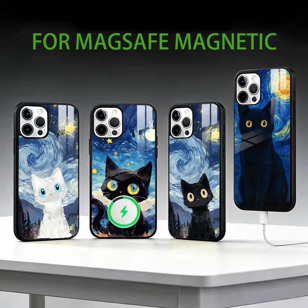 

v-Van Gogh Funny Ca Phone Case For iPhone17,16,15,14,13,12,11 Plus,Pro Max Magnetic For Magsafe Wireless Charging