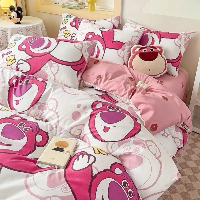 Disney Stitchlotso Cartoon Schattige Studenten Lakens En Dekbedovertrekken Zacht, Comfortabel En Huidvriendelijk Beddengoed Set Van Vier