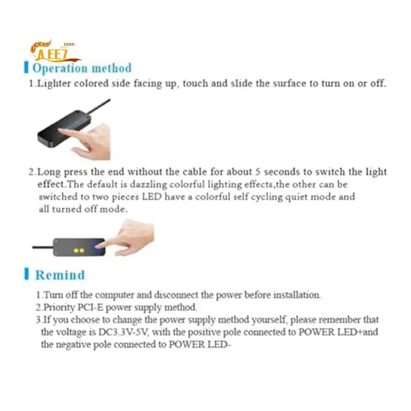 AEE7-PC Power Control Touch Sliding Control PC Power Desktop Computer External Power SW Power LED On Off