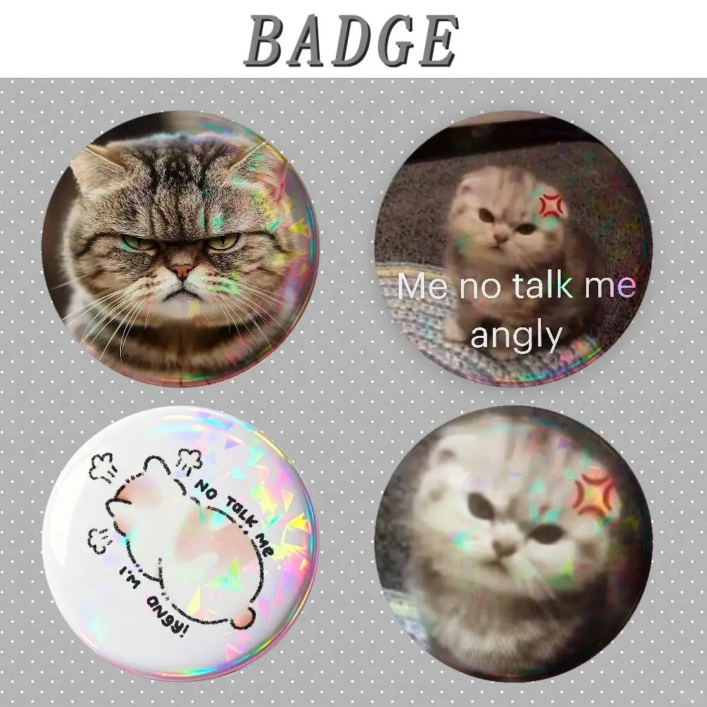 Funny No Talk Me Im Angry Cat Badges Tinplate Soft Button Pin Brooch Metal Badge Custom Jewelry Accessories Hat Bag Lapel