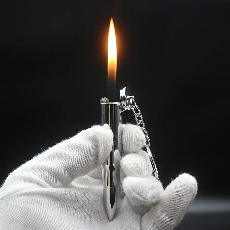 

New Creative Metal Cigarette Lighter Bullet-shaped Refillable Butane Gas Lighter Cool Metal Keychain Lighter Mini Portable Tool