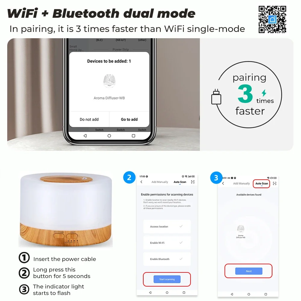 Tuya Smart 500ML Wifi Air Humidifier Wireless Oil Diffuser App Control Mist Maker with Alexa Google Home Scent Diffuser  Perfume