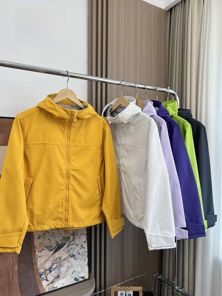 

Women's Outdoor Breathable Windproof Hooded Jaet Lightweight Autumn Spring Polyester Fiber Long Sve Casual Sle Coat