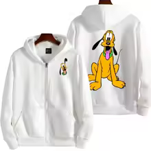 Pluto Men Cartoon Double Sided Zip Hoodie