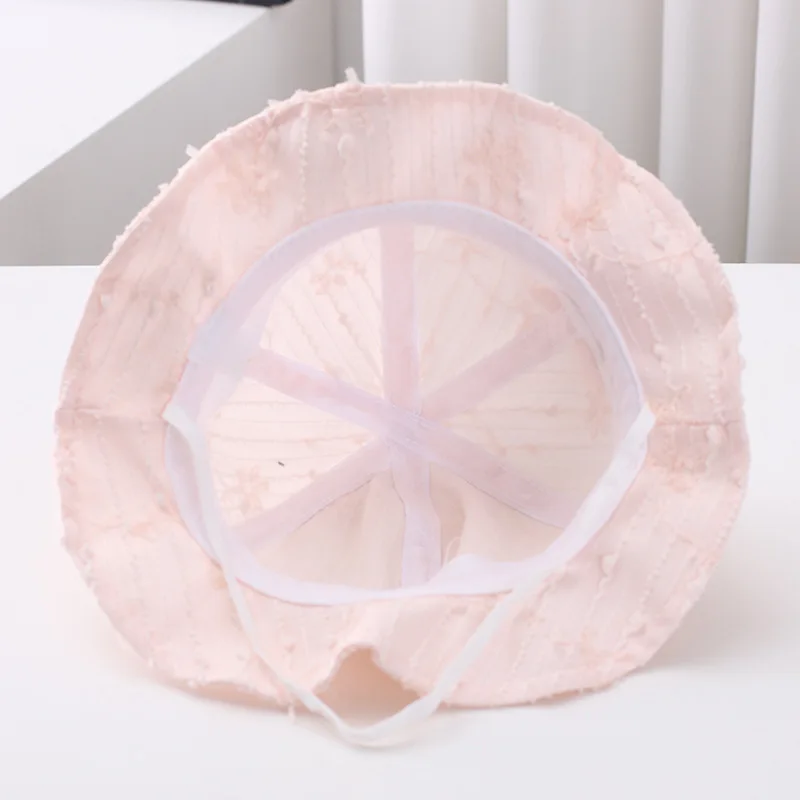 Summer Adjustable Princess Girl Fisherman Hat Baby Cute UV Sun Protection Cap Pink Bucket Hats With Flower 3-12M