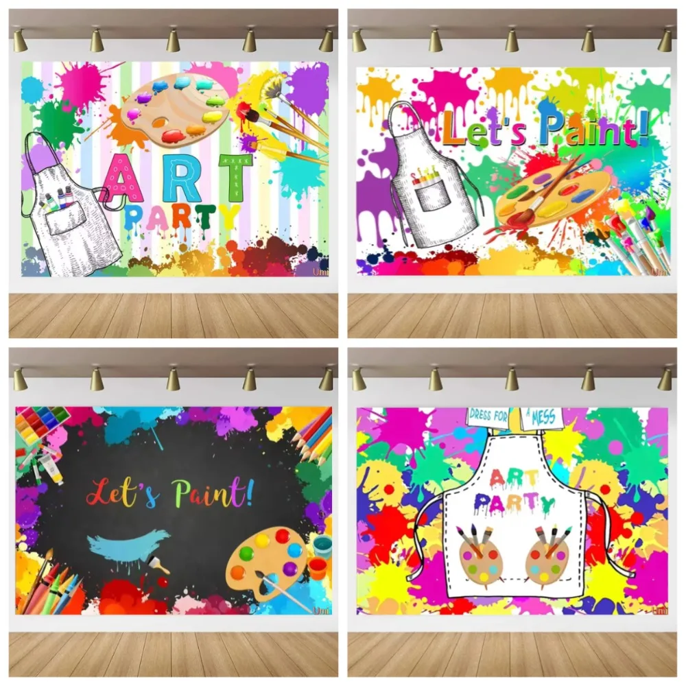 

Let's Paint Party Backdrop Graffiti Splatter Art Painting Birthday Party Decor Banner Photography Background Photoshoot