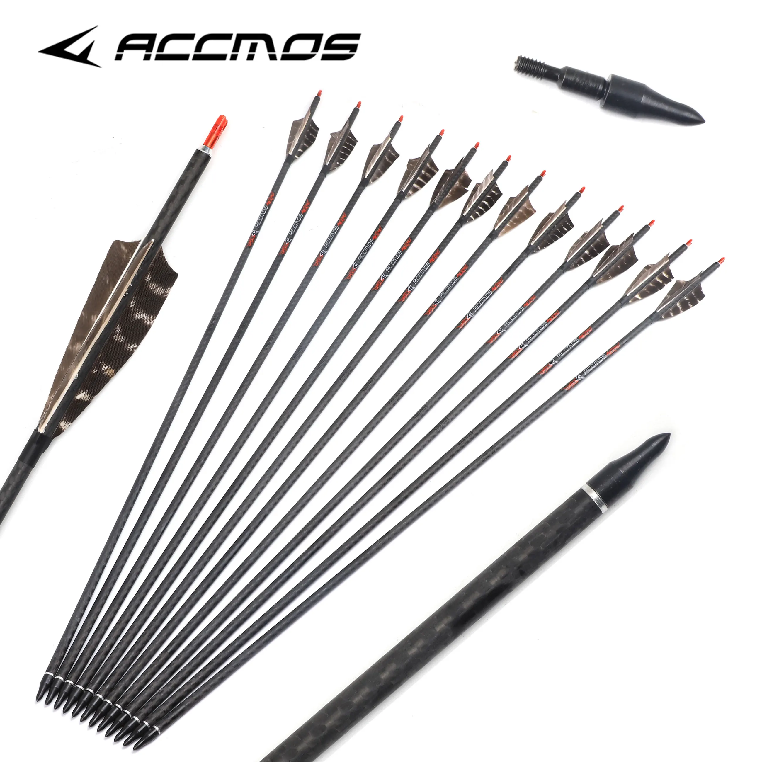 6/12pcs ID6.2mm 3K Pure Carbon Arrow Shaft True Feather Arrows for Hunting Shoot Complete Arrow