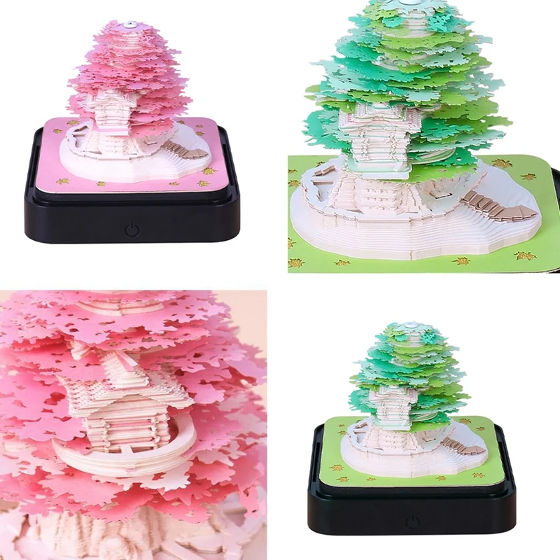 تقويم مكتبي مع أضواء LED ، مفكرة ثلاثية الأبعاد ، نحت ورقة ، ثلاثية الأبعاد ، التقويم ، التقويم ، ديكور سطح المكتب للمكتب ، هدية دائمة ، 2024