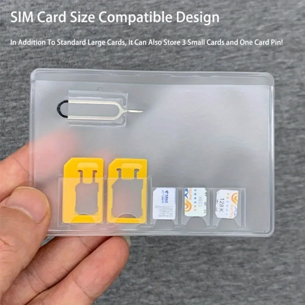 SIM Card Storage Case with SIM Pin Removal Tool - Clear Organizer with SIM Slot, ID Holder, Compact Phone SIM Protector