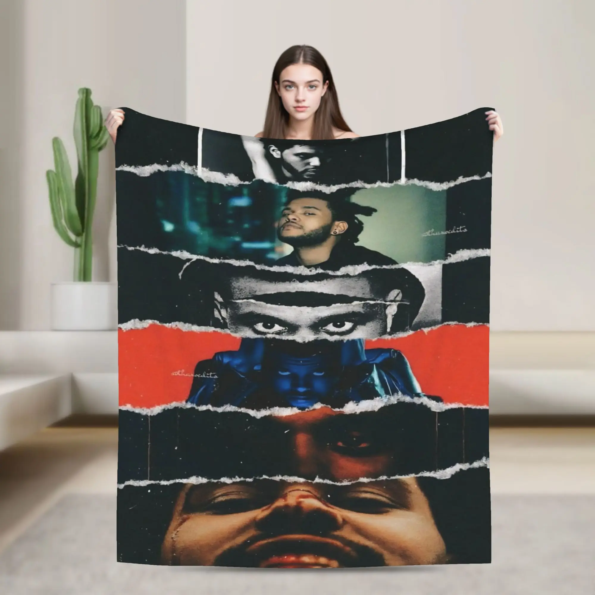 The Weeknds Rapper Singer Flannel Blanket New Album Hurry Up Tomorrow Warm Soft Throw Blanket for Bedspread Sofa Bed Cover