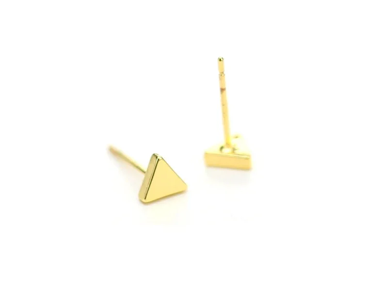 6Pcs สามเหลี่ยมต่างหูเม็ดกลม,Dainty ต่างหู Studs, Minimalist ต่างหู14K Gold Plated,ต่างหู-GS115