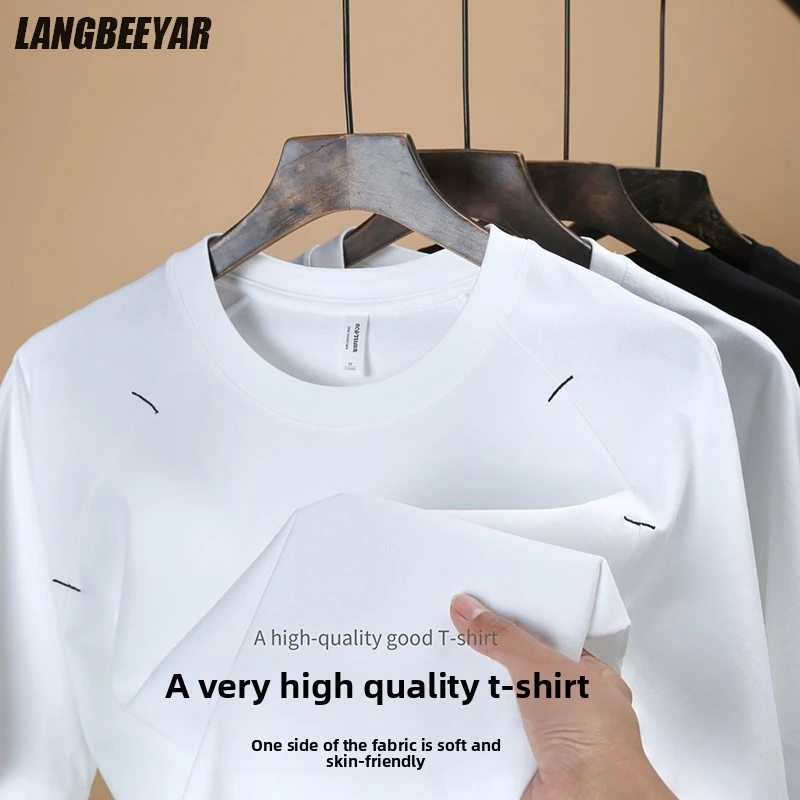 

Top Grade 100 % Heavy Long-staple Cotton Brand Tops Men Tshirts 2025 Summer Trendy Fashion Short Sleeve Casual Men Clothing