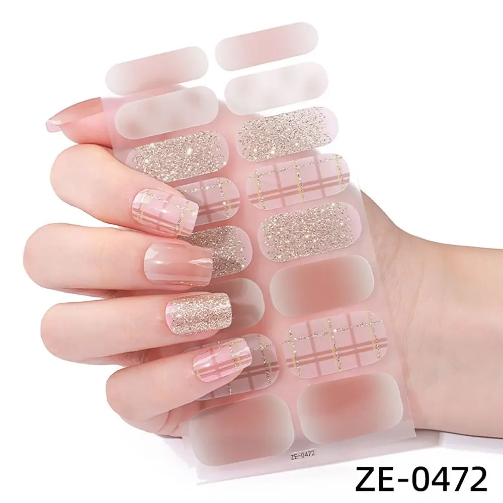 1 conjunto de 16 tiras de adesivos de gel semi-curados para unhas, cores gradientes, estilo francesinha, tiras de esmalte em gel, películas de gel par