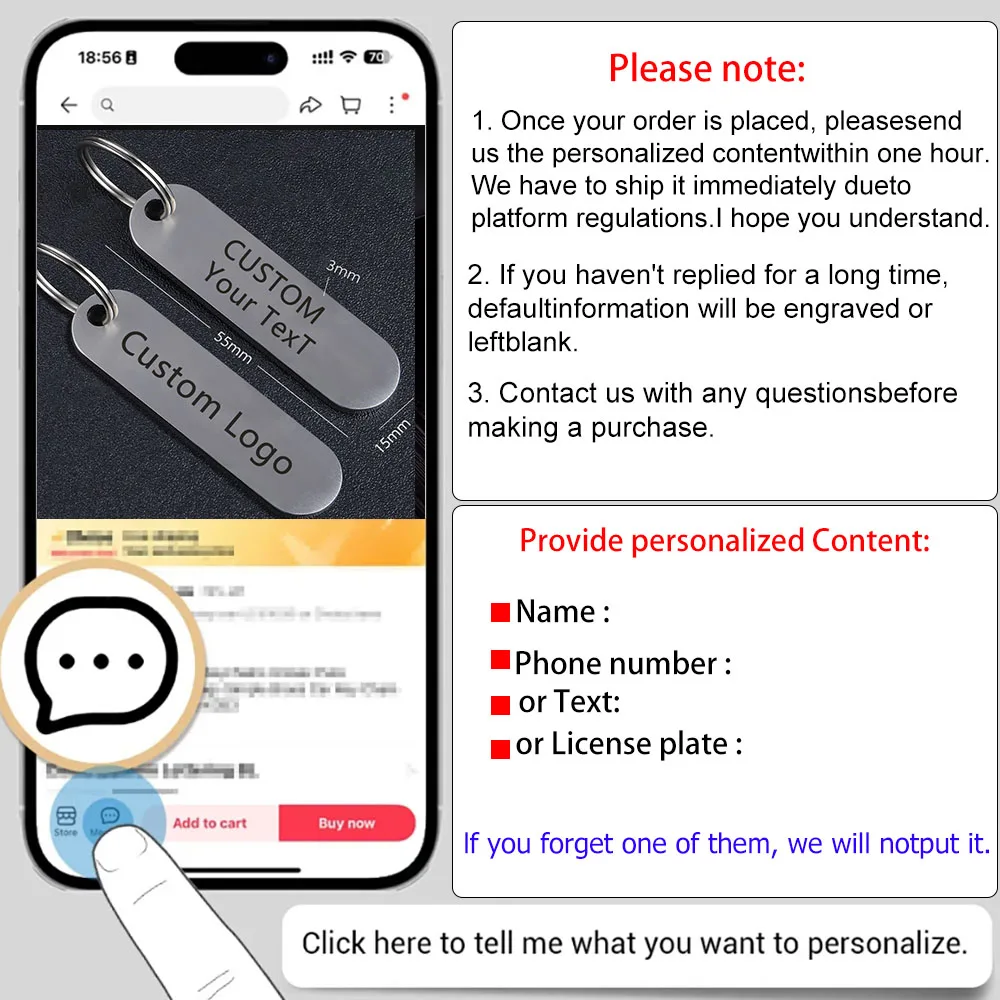 ส่วนบุคคลพวงกุญแจสแตนเลสโลโก้ Anti Loss Car Key แหวนชื่อ/โทรศัพท์แกะสลักของขวัญที่กําหนดเองสําหรับชาย/เขาสามีพ่อ