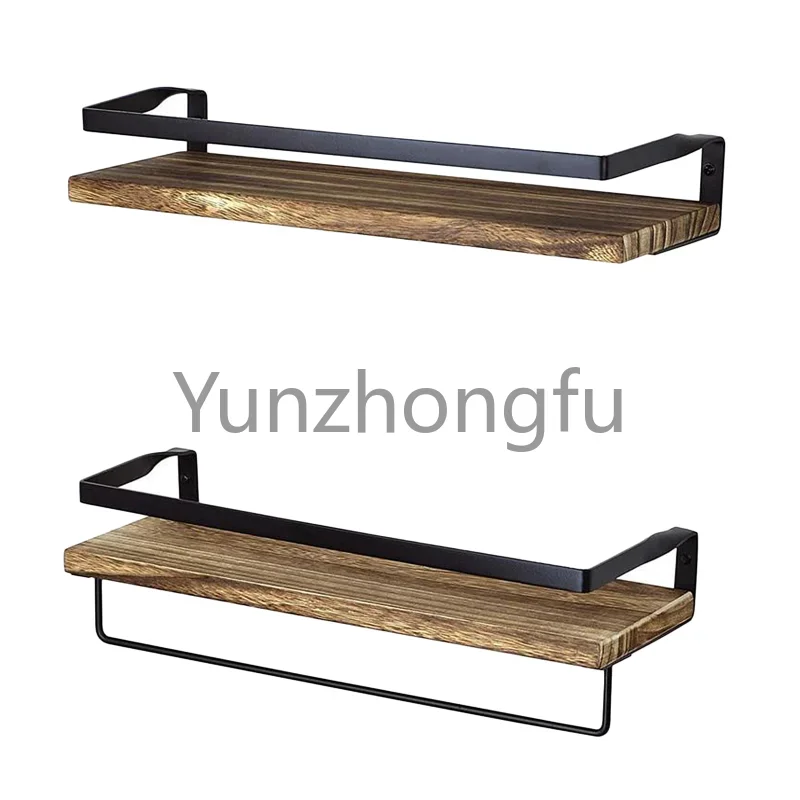 

Towel Holder for Kitchen Living Room Wood Floating Shelves Wall Mounted Bathroom Shelf Rustic Storage Shelves with Removable