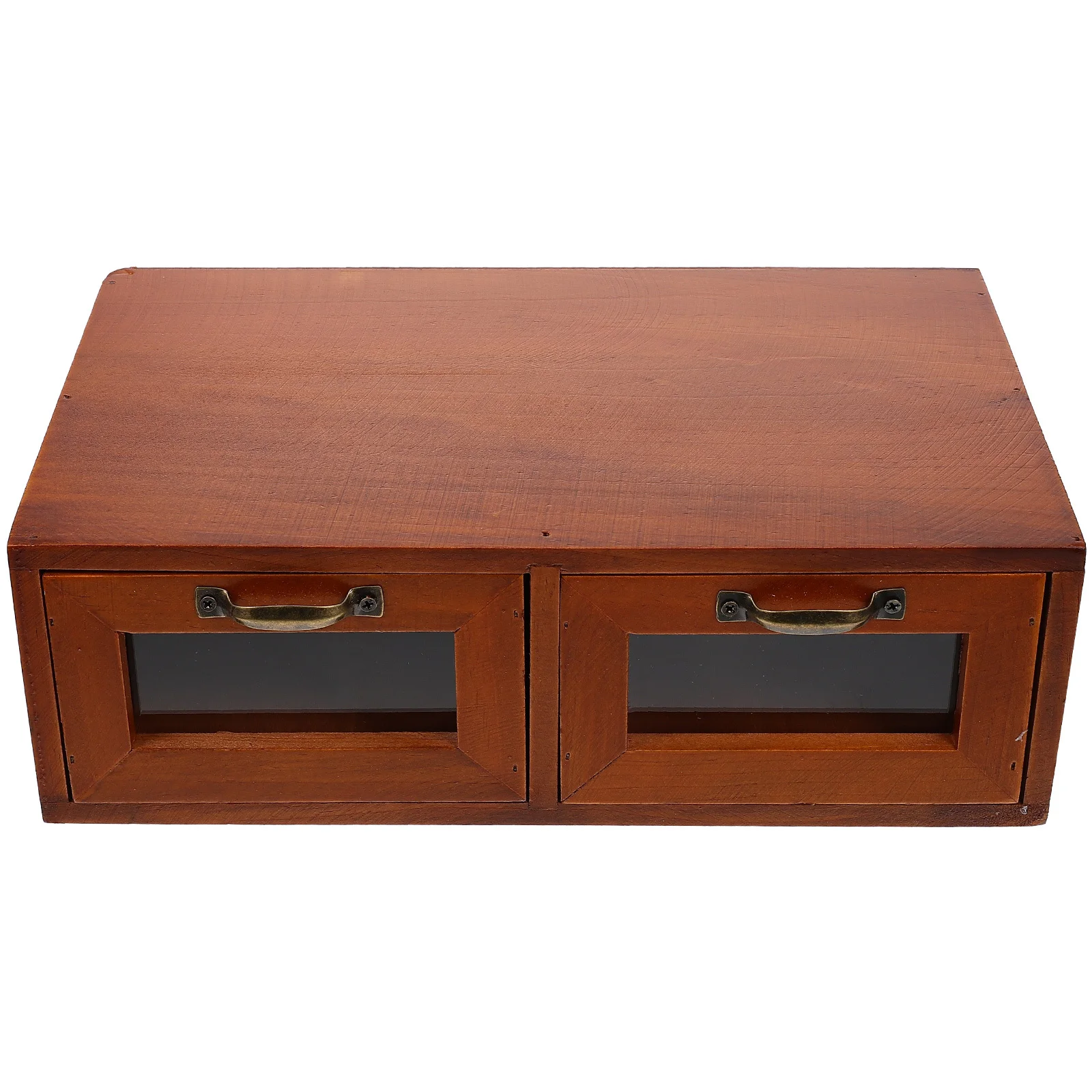 

1Pcs Wood Glass Jewelry Storage Box Retro Storage Drawer Desktop Organizer Makeup Holder Drawer Type Box