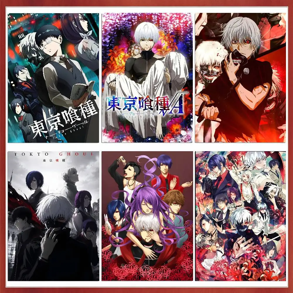 Popular Anime T-TokyoS G-GhoulS Poster Waterproof Wall Art Sticker For Bar Living Room Vintage Decor High Quality Print