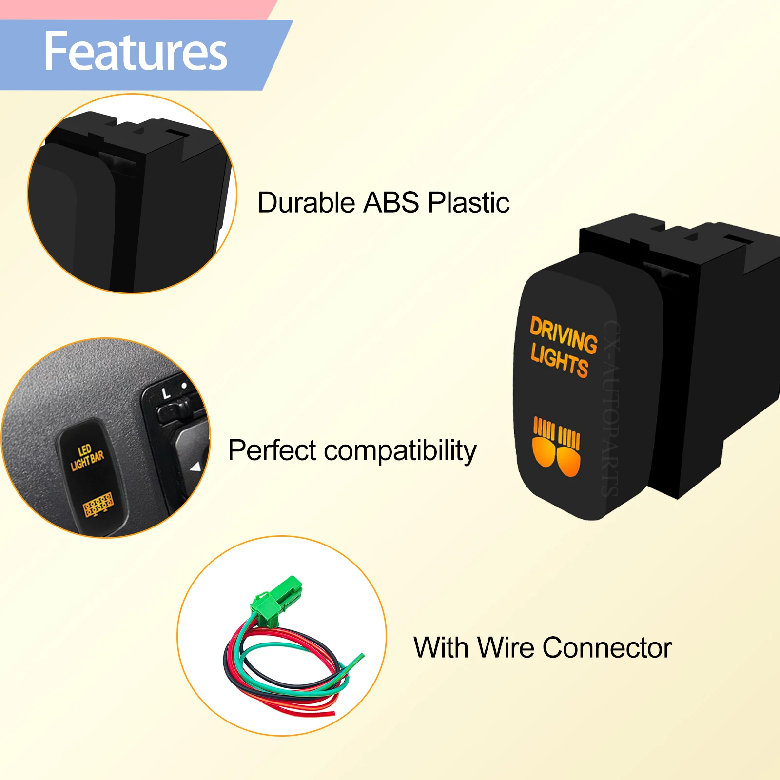 1Pc For Mitsubishi Pajero V73 V93 Lancer Outlander ASX L200 Blue / Amber LED Key Switch Spot Light Driving Light Push Button