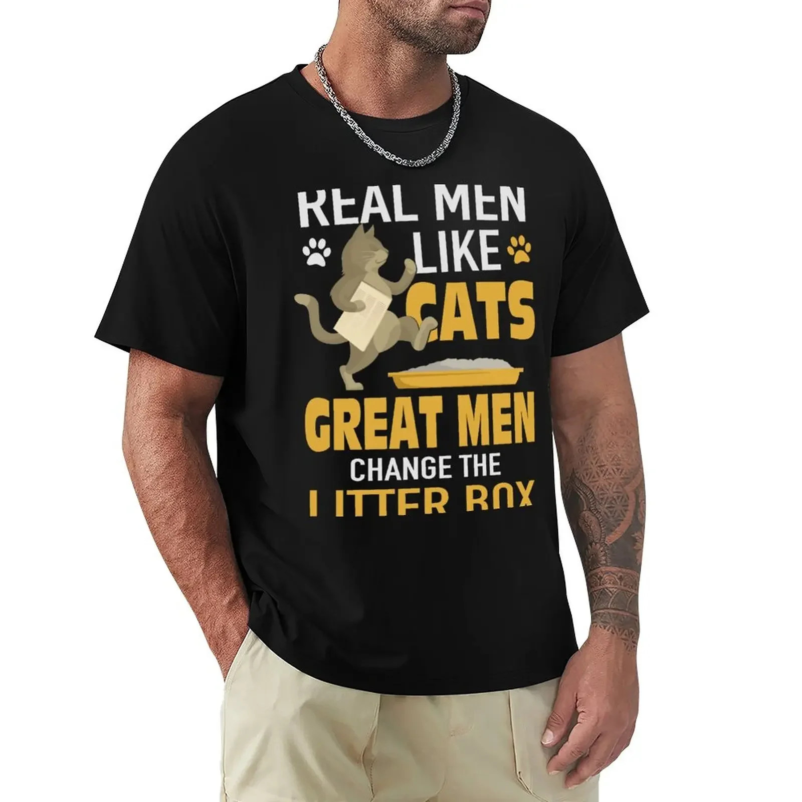 Real Men Like Cats Great Men Change Litter Box T-Shirt plain vintage clothes customizeds sweat shirts, men