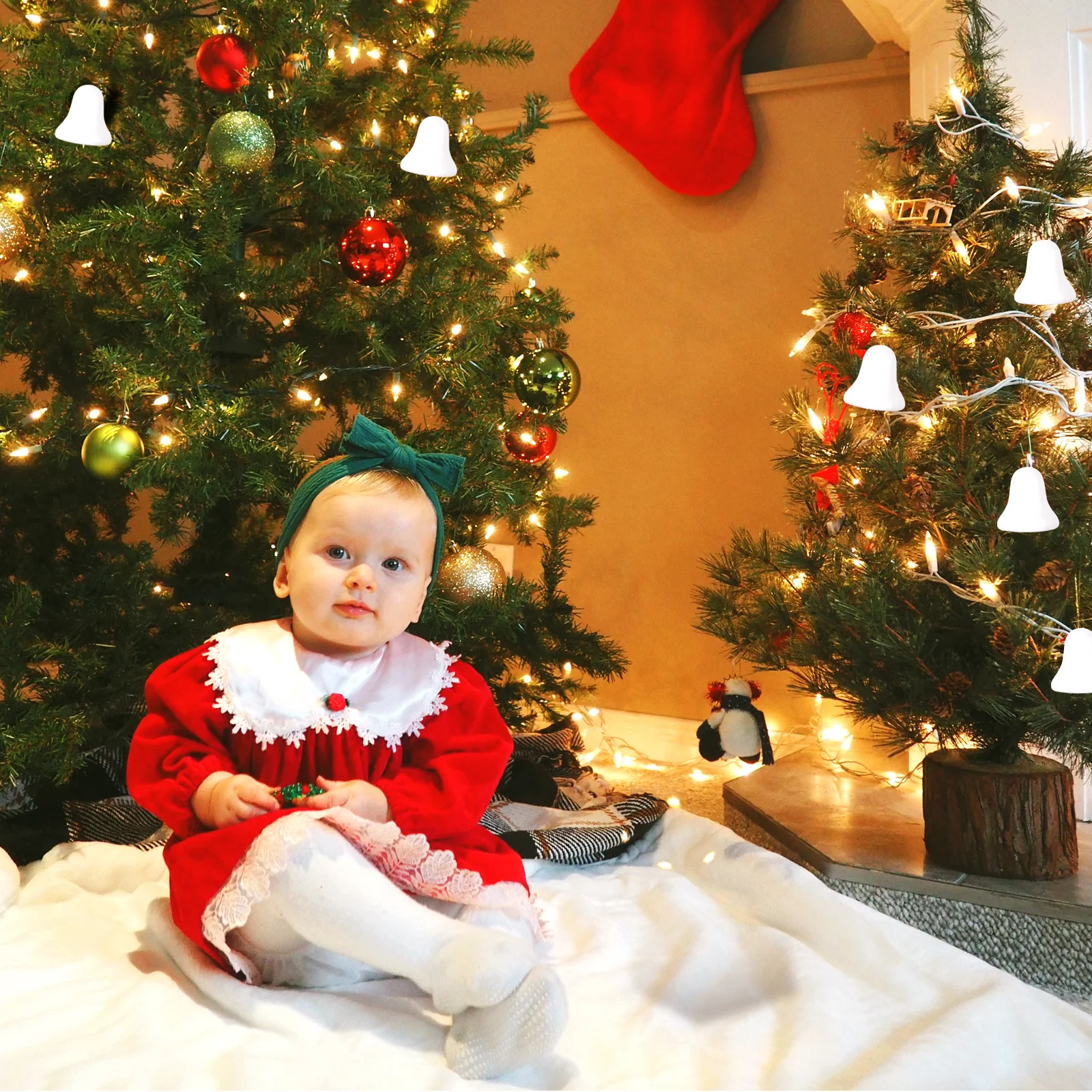 50 قطعة جرس جلجل الحلي الرغاوي البيضاء DIY بها بنفسك عيد الميلاد الحرفية الطلاء زينة هدايا رياض الأطفال الرغاوي جلجل جرس