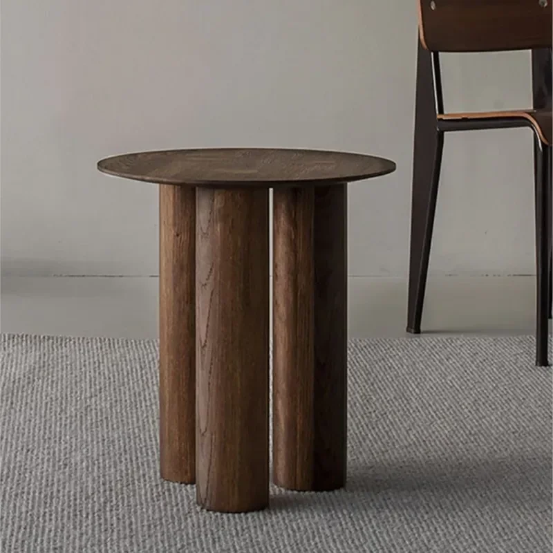 Nordic log side table simple retro living room sofa corner table home art all solid wood coffee table flower stand