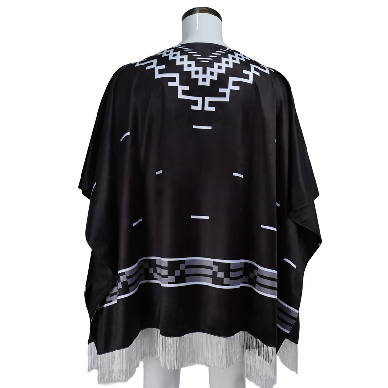 الأحمر الميت الفداء تأثيري كلينت ايستوود المعطف كاوبوي سيرابي ازتيك نمط الرجال الأسود مهدب شال كيب عباءة قبعة الدعائم مرحبا #4