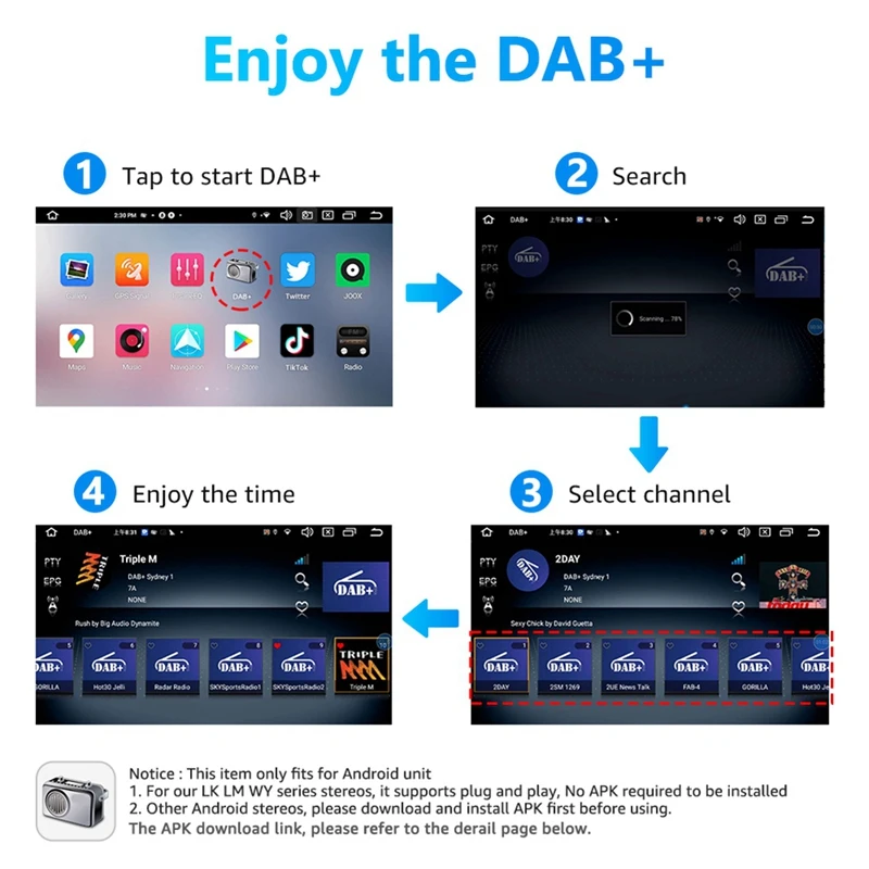 DAB Antenna Receiver DAB Signal Receiver Auto Tuner Box Adapter Signal Booster Dongle Module For Stereo