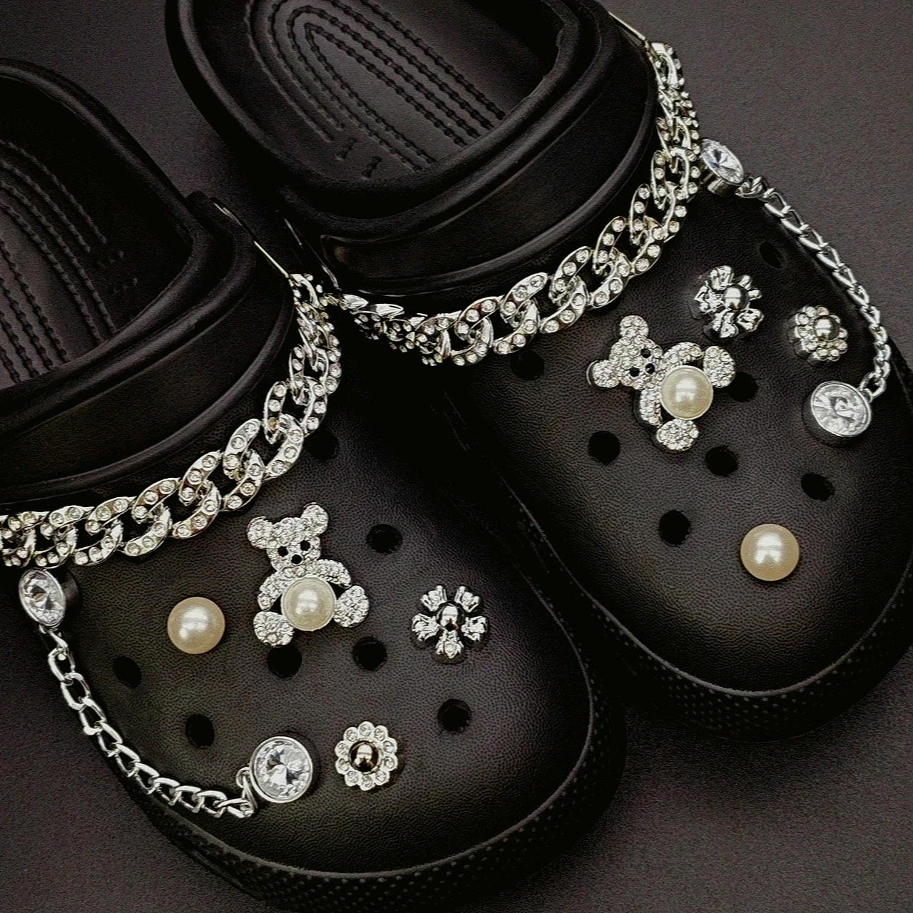 Silver Bear Shoe Charms for Crocs Clogs Pins Garden Sandals Slipper Decorations Adorable Bear Themed Women DIY Shoe Accessories