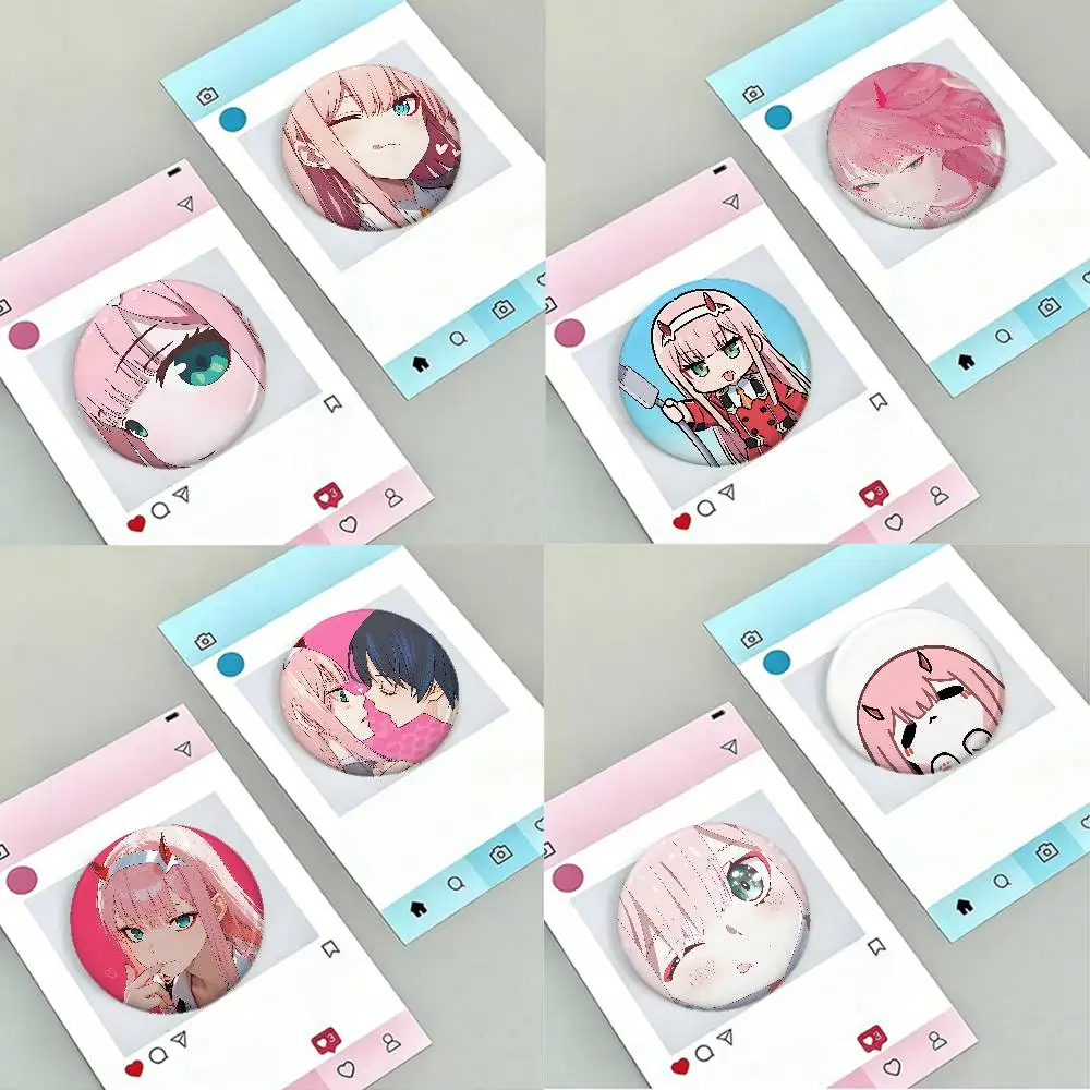 ZERO TWO Premium Tinplate Round Lapel Pins: Cute Badge Brooches For Shoulder Bag Accessories, Souvenir Gifts