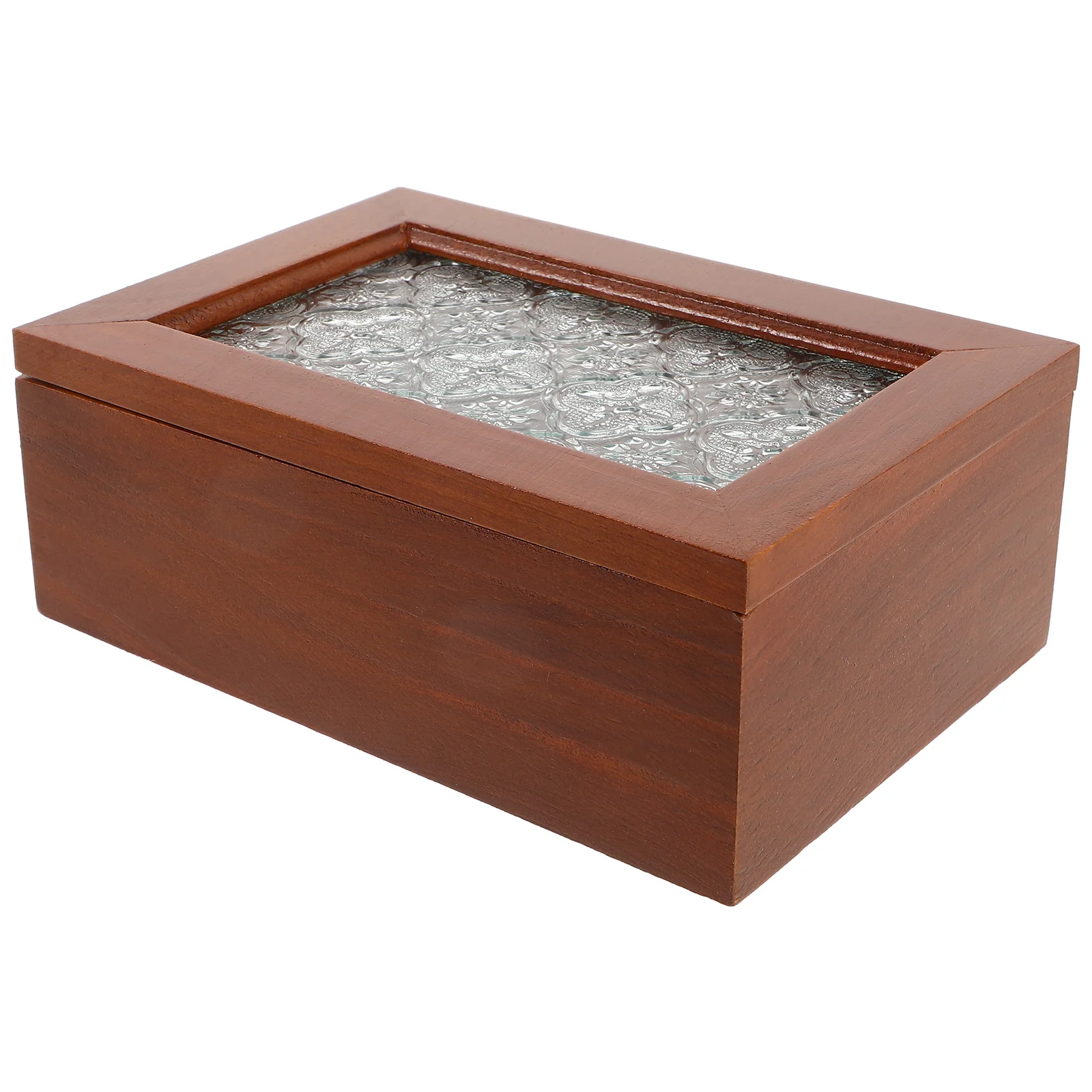

Solid Wood Storage Box Treasure Boxes Trinket Dust-proof Jewelry Case Glass Vintage Organizer