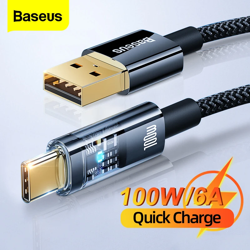 Baseus 100W USB 유형 C 케이블 화웨이 P50 P40 메이트 40 프로 Supercharge 6A 빠른 충전 충전기 데이터 케이블 66W QC 3.0 와이어 코드