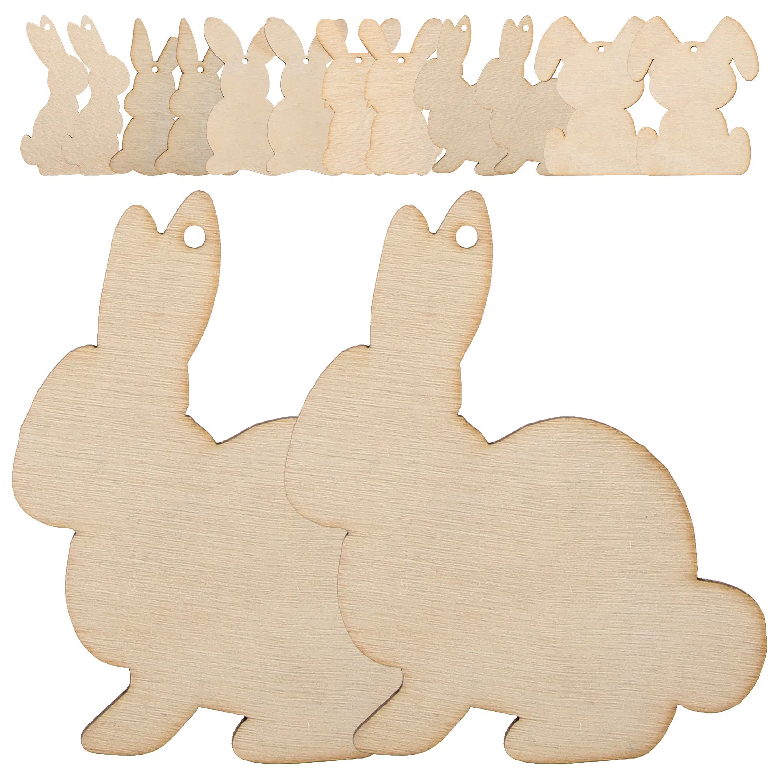 

36pcs Rabbit Chips Unfinished Beige Tags DIY Easter Easter Pendants Crafts Bunny Cutouts Wood Slices Decor Pendents