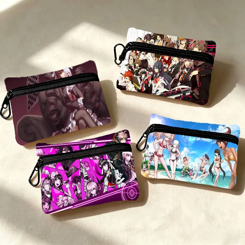 GAME Danganronpa Lightweight Oxford Fabric Coin Purse Carabiner Hook Design Mini Card Key Organizer Bag