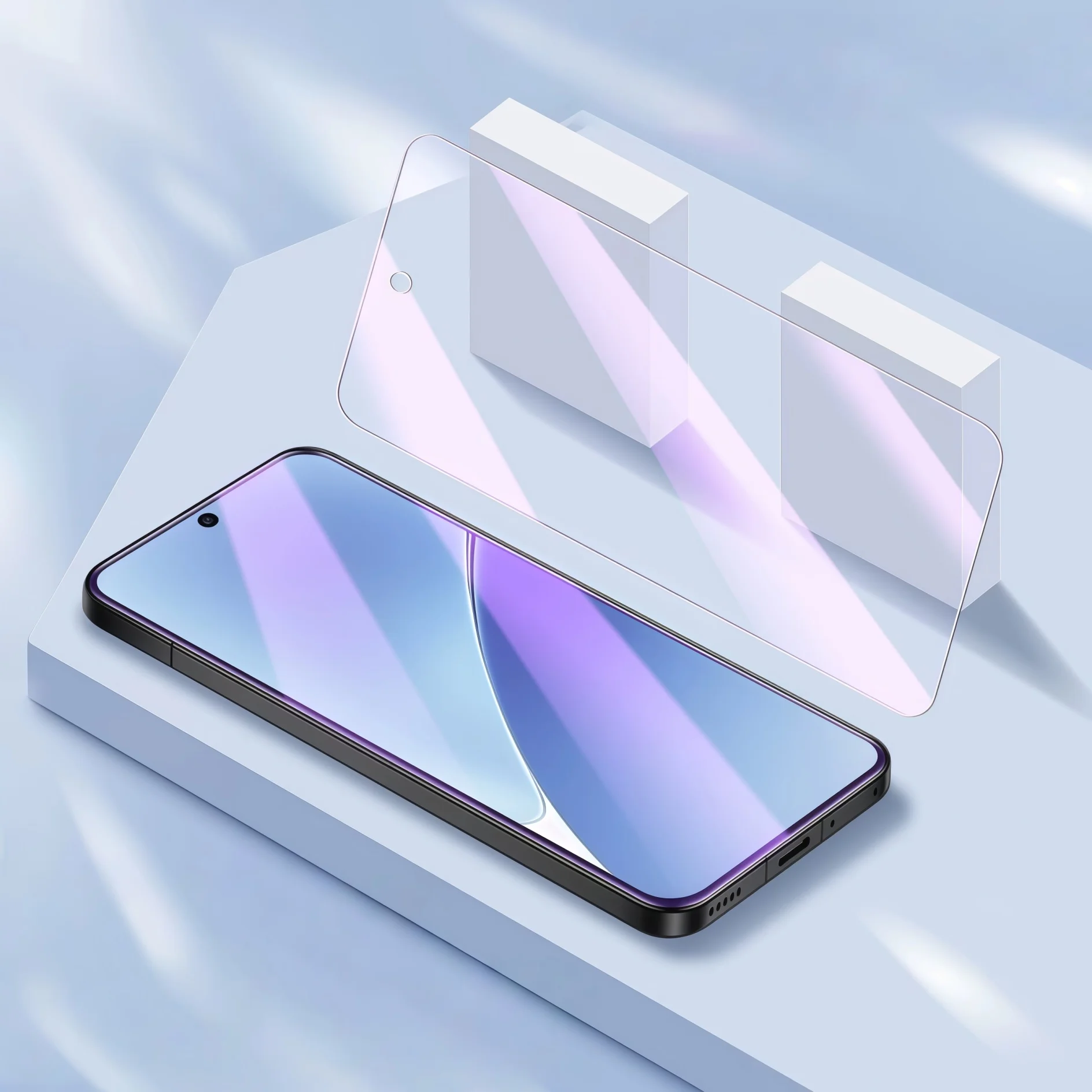 2 قطعة غطاء كامل مضاد للأزرق من الزجاج المقسى لهاتف Redmi 15C/14C/13C/12C، مضاد للخدش، مضاد للضوء الأزرق لحماية العين