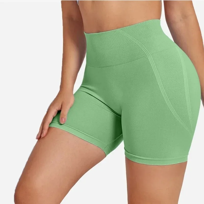Pantaloncini da yoga con LOGO NV Sollevamento testa e fianchi Allenamento fitness estivo Pantaloncini a tre punti Pantaloncini morbidi traspiranti Senza cuciture