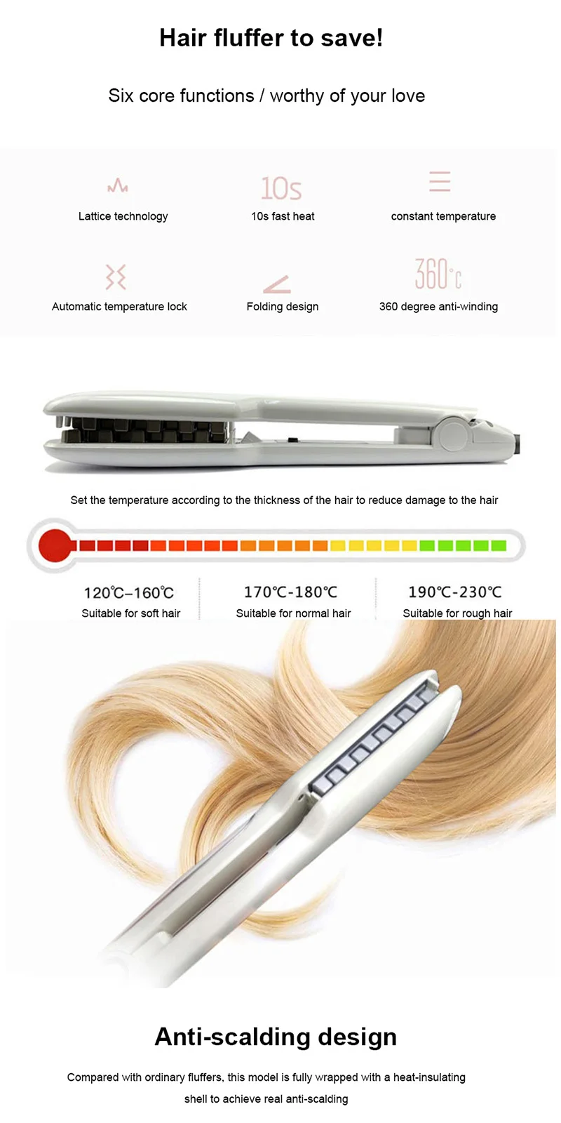 Haar Eisen Keramik 3D Grid Haar Crimper Professionelle Volumizing Curling Eisen Mais Dauerwelle Flauschigen Schiene Flache Eisen Haar Styling Werkzeuge – Detail 8