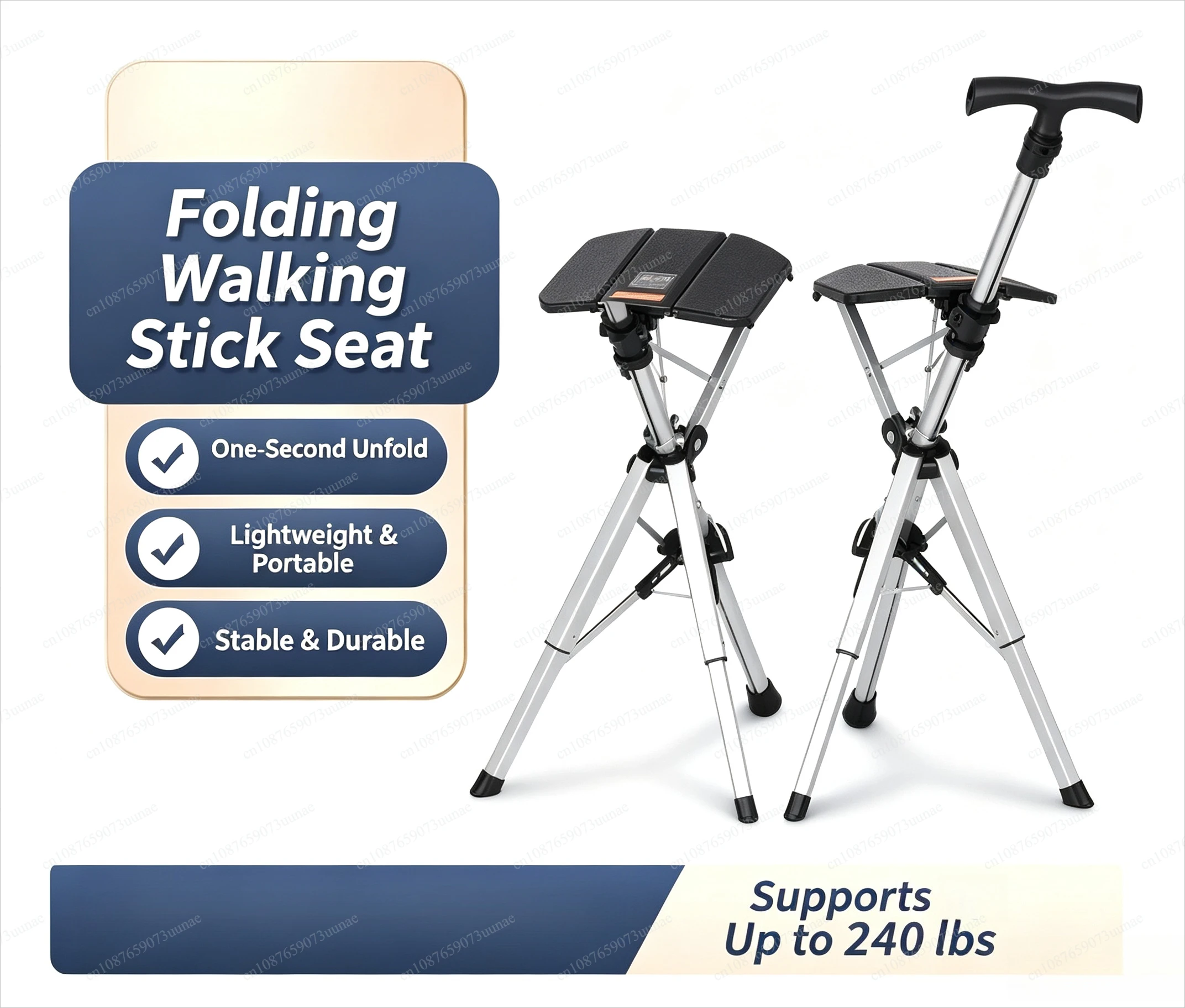 New High‑Quality Aluminum Alloy Foldable Cane Stick Seat 120KG Load‑Bearing Adjustable Elderly Crutch Multifunctional Fishing