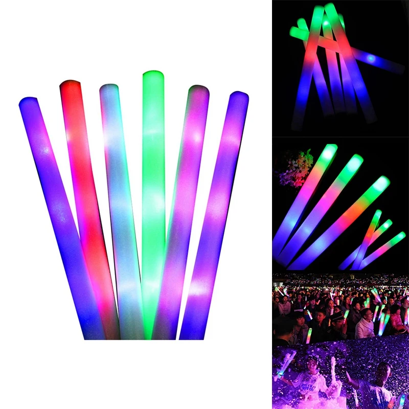 

12Pcs White Bulk Colorful LED Glow Sticks RGB LED Glow Foam Stick Cheer Tube Dark Light