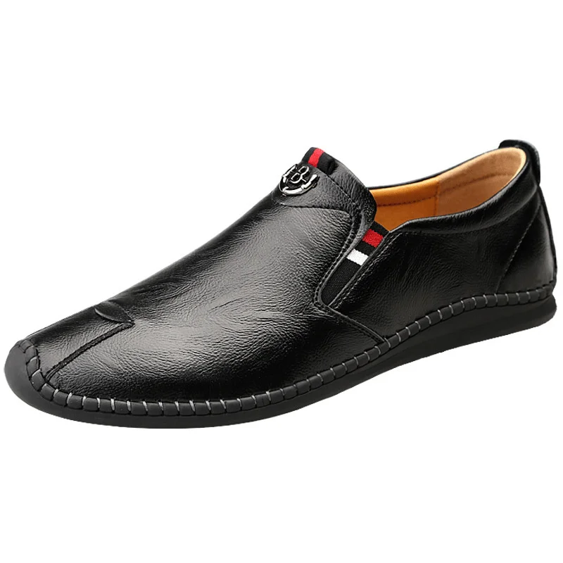 

Men's Loafers Casual Boat Shoes 2022 Spring Summer New Korean Style Pointed Cowhide Breathable Massage Waterproof Soft White