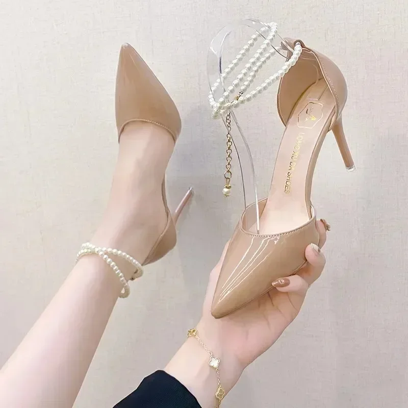 High Quality Nude Women\'s High Heels New Style 2024 Classic Buckle Women\'s High Heels Fashion Pointed Toe Elegant Formal Shoes