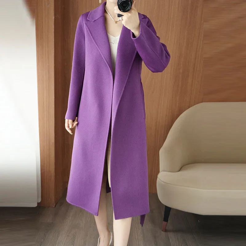 

LIBIELIY 2025 Women's 100% Cashmere Thick Double Sided Long Jacket Classic Multi Functional Fashion Suitable For Business