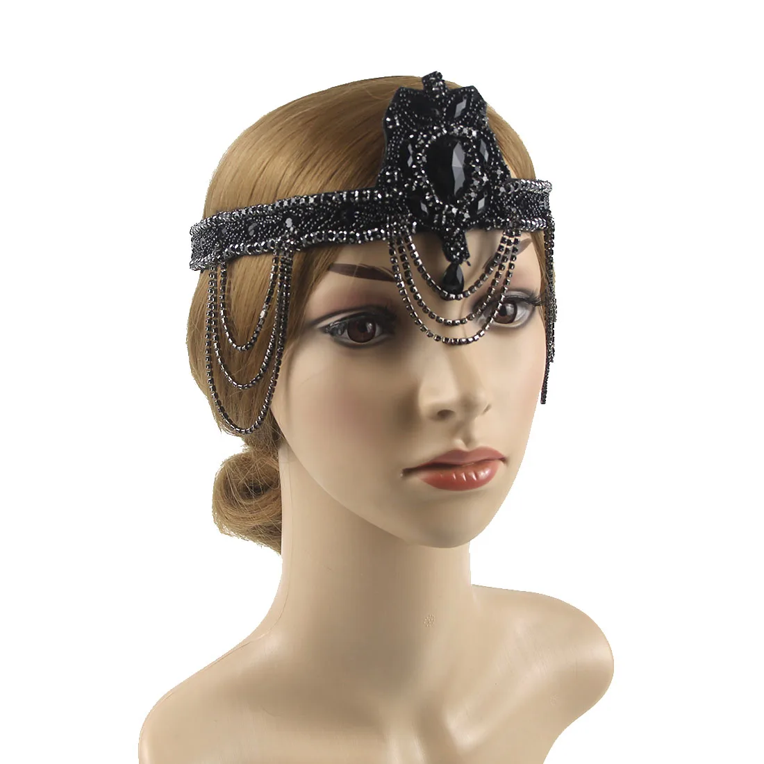 1920s Headpiece Feather Flapper Headband Great Gatsby Headdress Vintage Woman Unisex Halloween Party Wear Decor Hair Accessories - view 4