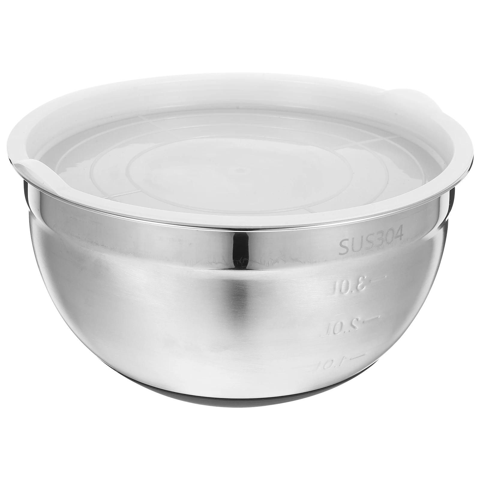 

1pc Stainless Steel Mixing Bowl Set with Lid Silicone Base Non-Slip Kitchen Bowl for Home Restaurant Use Silver Baking