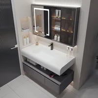Light Luxury Hotel-style Bathroom Cabinets Integrated Basin Smart Mirror Bathroom Cabinets Home Storage Furniture Armoire JT40B 1